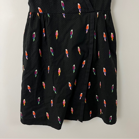 NWT Kate Spade Flock Party Jacquard Mini Dress Black Pink Parrots Size 6 - Picture 3 of 10